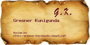 Gresner Kunigunda névjegykártya